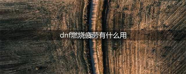 《dnf》燃烧疲劳值有什么用 燃烧疲劳值作用介绍(dnf燃烧疲劳有什么用)