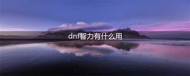 dnf智力作用是什么(dnf智力有什么用)