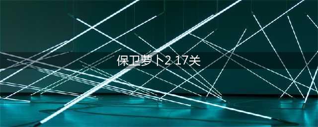 保卫萝卜2第17关攻略(保卫萝卜2 17关)