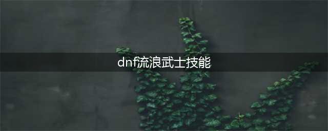 《DNF》10.27流浪武士技能改动2022