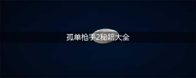 《孤胆枪手2》秘籍使用方法分享 秘籍大全(孤单枪手2秘籍大全)