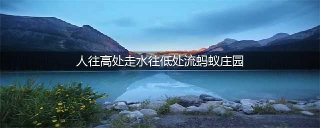 俗话说人往高处走，水往低处流，那水有可能往高处流吗？蚂蚁庄园今日答案(人往高处走水往低处流蚂蚁庄园)