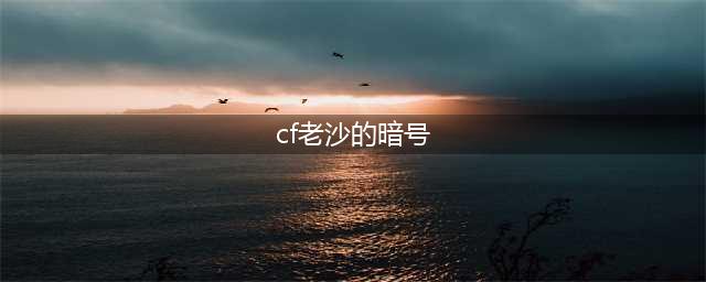 《穿越火线》老沙的暗号是什么